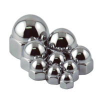  Flat Crown Acorn Nut Pack Chrome 1/4"-28 UNF 