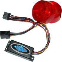 Centrale clignotante Badlands Illuminator avec lentilles rouges - 8 pins - Softail, Dyna 97-08 et Sportster 99-03