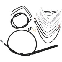 Complete Black Vinyl Handlebar Cable/Brake Line Kit For 14" Ape Hanger Handlebars