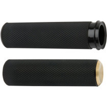 GRIPS FUSION KNURLED THROTTLE BY WIRE BLACK BRASS ENDCAP