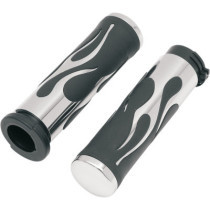 GRIPS FLAME CHROME/RUBBER