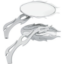 MIRROR KIT FLAME OVAL W/ FLAME STEMS CHROME/CHROME