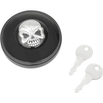 GAS CAP SCREW-IN LOCKING SKULL VENTED BLACK