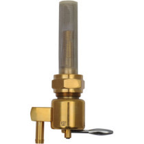 Robinet de carburant rond - 90° - sortie basse - réservoir 22mm - Raccord de 7,9 mm, 5/16" - Harley Davidson - bronze