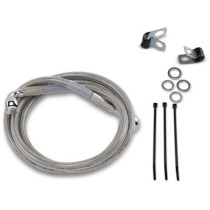 Kit durite frein avant allongée +4" - sans ABS - pour HD Dyna, Sportster de 1988 à 2003 - inox tressé - raccord chromé