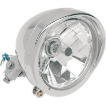 CHROME 5-3/4" DIAMOND-STYLE BOTTOM-MOUNT HEADLIGHT WITH VISOR BEZEL