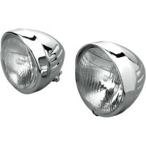 CHROME CUSTOM 5-3/4" GROOVED SPRINGER-STYLE HEADLIGHT WITH VISOR