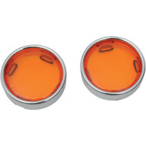 DEUCE-STYLE TURN SIGNAL DEEP-DISH LENS W/ CHROME TRIM RING AMBER