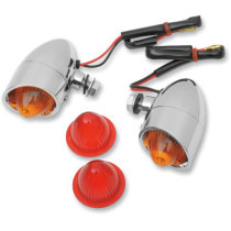 MINI-RETRO MARKER LIGHTS BOLT-MOUNT AMBER/RED LENS CHROME