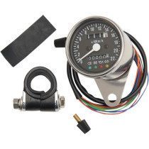 2.4" MECHANICAL SPEEDOMETER 1:1 KM/H WITH LED INDICATORS CHROME BLACK FACE