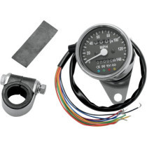 2.4" MECHANICAL SPEEDOMETER 2:1 WITH LED INDICATORS CHROME BLACK FACE