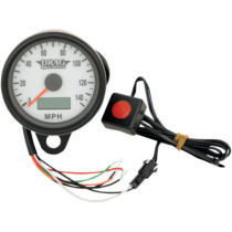 2.4" ELECTRONIC SPEEDOMETER BLACK HOUSING WHITE FACE