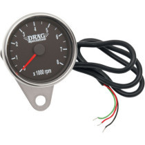 2.4" TACHOMETER 8000RPM LED CHROME BLACK FACE RED NEEDLE