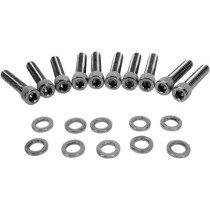 BLACK CHROME SOCKET-HEAD CAM COVER BOLT KIT KNURLED