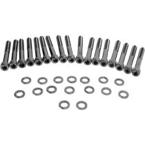 BLACK CHROME SOCKET-HEAD PRIMARY COVER BOLT KIT KNURLED