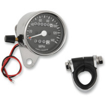 2.4" MECHANICAL SPEEDOMETER MPH 2:1 W/ TRIP-METER CHROME HOUSING BLACK FACE