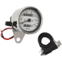 2.4" MECHANICAL SPEEDOMETER MPH 2:1 W/ TRIP-METER CHROME HOUSING WHITE FACE