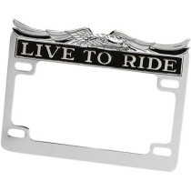 LICENSE PLATE FRAME "LIVE-TO-RIDE" CHROME