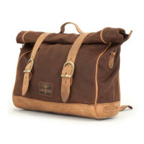 Longride, ''Old Chopper'' waxed cotton saddlebag. Marron Brown