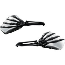 SKELETON HAND MIRRORS WITH BLACK STEMS AND CHROME HEADS