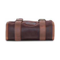 Longride, ''Mini'' waxed cotton saddlebag. Marron Brown