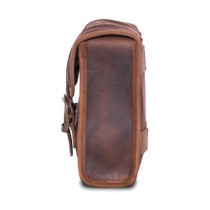 Longride, ''Mini'' waxed cotton saddlebag. Marron Brown