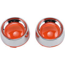 DEEP DISH BEZELS FOR BULLET TURN SIGNALS AMBER LENS CHROME BEZEL