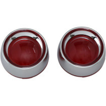 DEEP DISH BEZELS FOR BULLET TURN SIGNALS RED LENS CHROME BEZEL