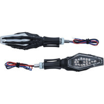 SKELETON HAND TURN SIGNAL WITH BLACK STEM AND CHROME HEADS