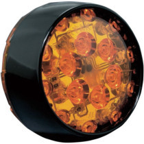 TURN SIGNAL INSERTS ECE COMPLIANT BULLET STYLE AMBER LED AMBER LENS BLACK BEZEL