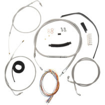 CABLE AND BRAKE LINE KIT STAINLESS POLISHED FOR BEACH BARS OR EXTRA WIDE HANDLEBARS WITH PULLBACK