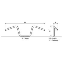 Guidon Mini Ape Hanger - 8.5" - Dia. 1" - accélérateur à câble - Chrome