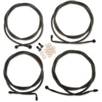 HANDLEBAR CABLE/BRAKE & CLUTCH LINE/WIRE KITS FOR 15"-17" APE HANGERS / BLACK / STAINLESS STEEL