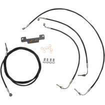 STANDARD BLACK VINYL/STAINLESS HANDLEBAR CABLE/BRAKE LINE KIT FOR 15" - 17" APES / BLACK / STAINLESS