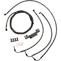 STANDARD MIDNIGHT BRAIDED HANDLEBAR CABLE/BRAKE LINE KIT FOR 18" - 20 " APES / BLACK / STAINLESS STE