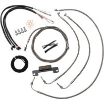 COMPLETE BRAIDED STAINLESS HANDLEBAR CABLE/WIRE HARNESS/BRAKE LINE KIT FOR 12" - 14" APES / NATURAL-