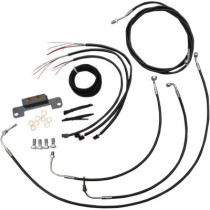 COMPLETE BLACK VINYL/STAINLESS HANDLEBAR CABLE/WIRE HARNESS/BRAKE LINE KIT FOR 12" - 14" APES / BLAC