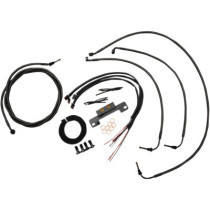 COMPLETE MIDNIGHT BRAIDED HANDLEBAR CABLE/WIRE HARNESS/BRAKE LINE KIT FOR 12" - 14" APES / BLACK-BRA