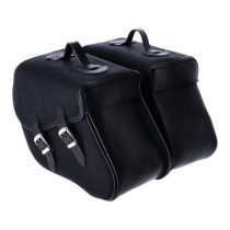 Longride, waxed cotton saddlebags. Black