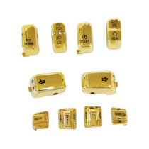  10 PC Switch Cap Set with Audio &amp  Cruise Gold Hand Control Switch Cap Kit With audio &amp  cruise control buttons 