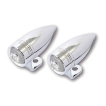 Mono Bullet, LED turn signals. Clear lens. Chrome. Bracket