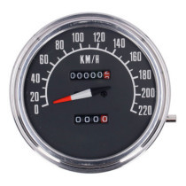 FL speedometer, ''74-84 face'', black. 2:1 KMH