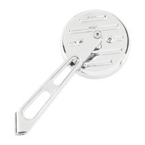 Mini-Round aluminum mirror. Chrome, short stem, L&R