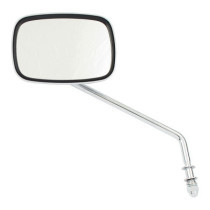 Late OEM style mirror, long stem, right side. Chrome