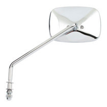 Late OEM style mirror, long stem, right side. Chrome