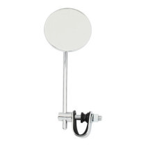 Round clamp-on style steel mirror, 3" with 6" stem