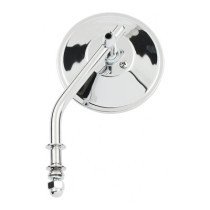 Steel 4" round mirror. Chrome, short stem