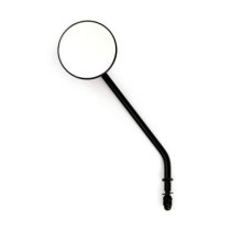 Steel 3" round mirror. Black, long stem