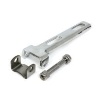 Universal solo seat hinge, square mount, weld-on. Chrome