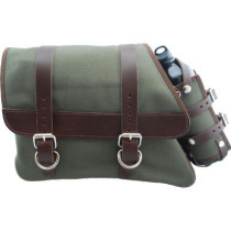  Canvas Solo Side Bag with Fuel Bottle Strut Mount Brown Army Green Left 